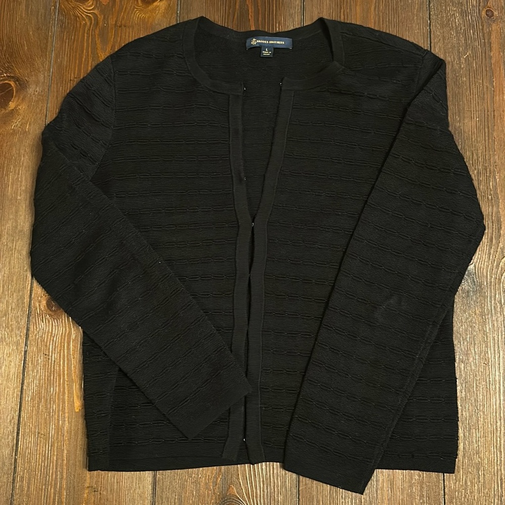 Brooks Brothers Hook and Eye Black Cardigan Sweater